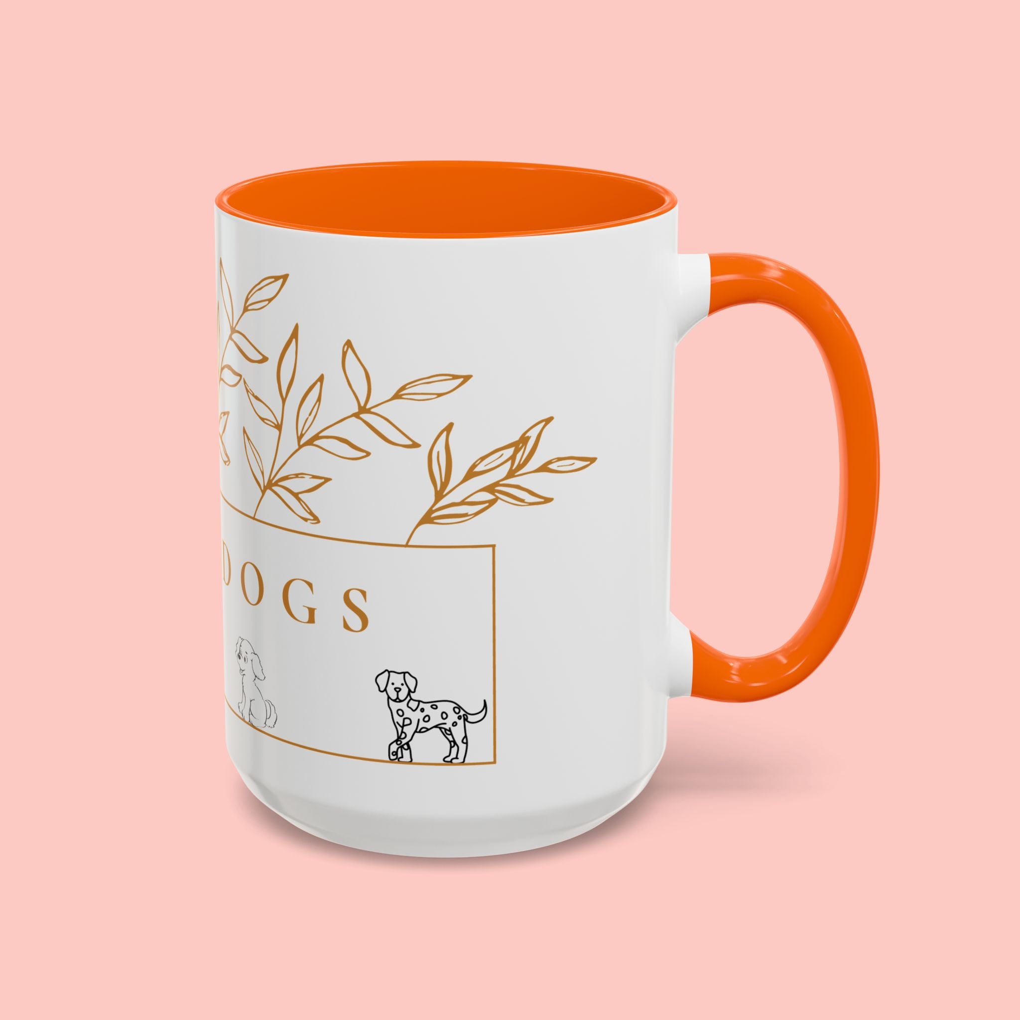 I Love Dogs Accent Coffee Mug — Gold Leaf Dog Lover Ceramic Mug (11oz & 15oz)