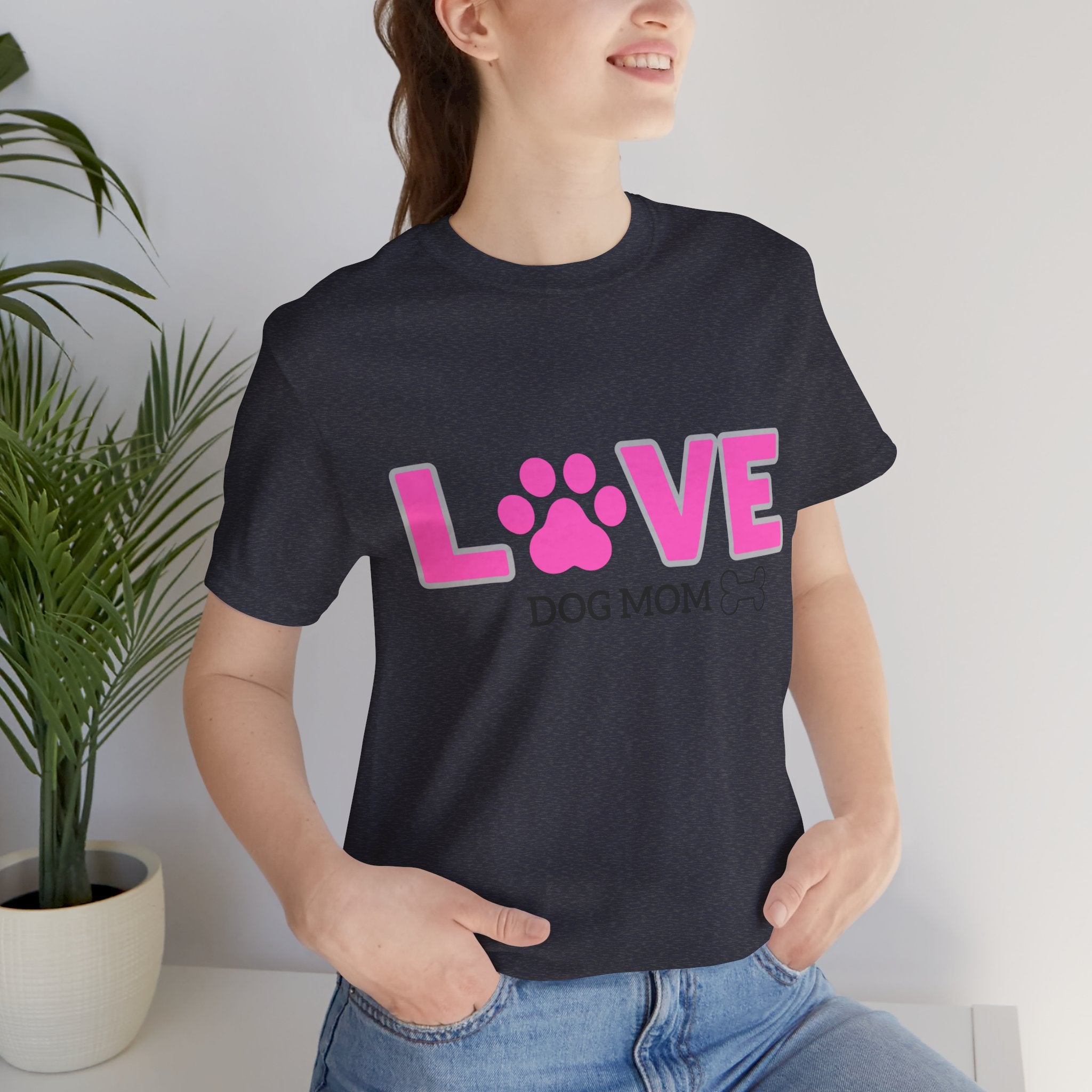 Love Dog Mom T-Shirt — Pink Paw Graphic Tee