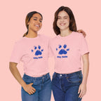Dog Mom Paw Print T-Shirt — Distressed Blue Design