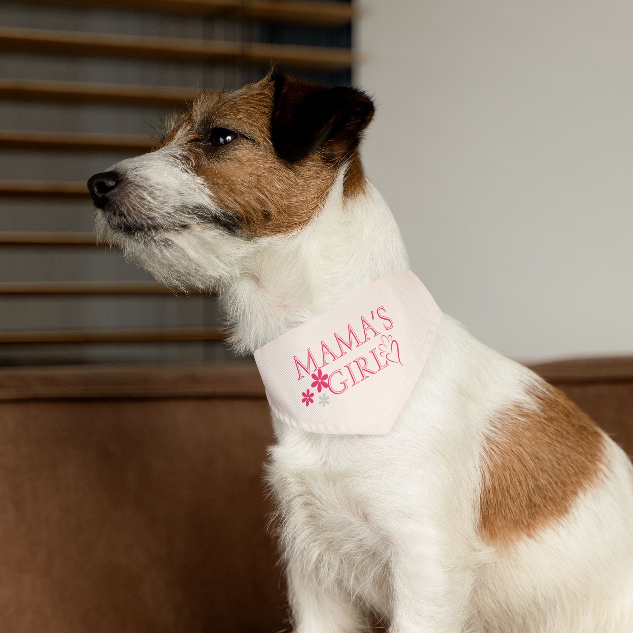 Mama’s Girl Pet Bandana Collar — Pink Floral Dog & Cat Accessory