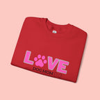 Dog Mom Love Crewneck Sweatshirt — Pink Paw Graphic
