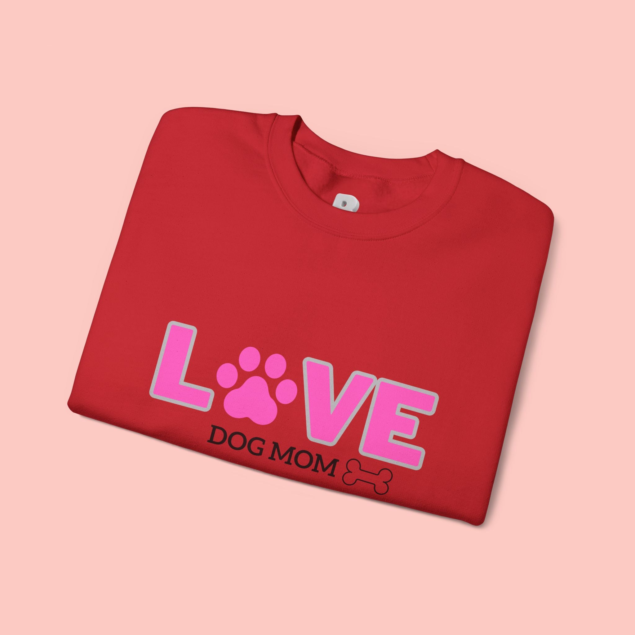 Dog Mom Love Crewneck Sweatshirt — Pink Paw Graphic