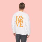 Crewneck Sweatshirt - 'LOVE' Paw Print Graphic | Pet Lover Pullover