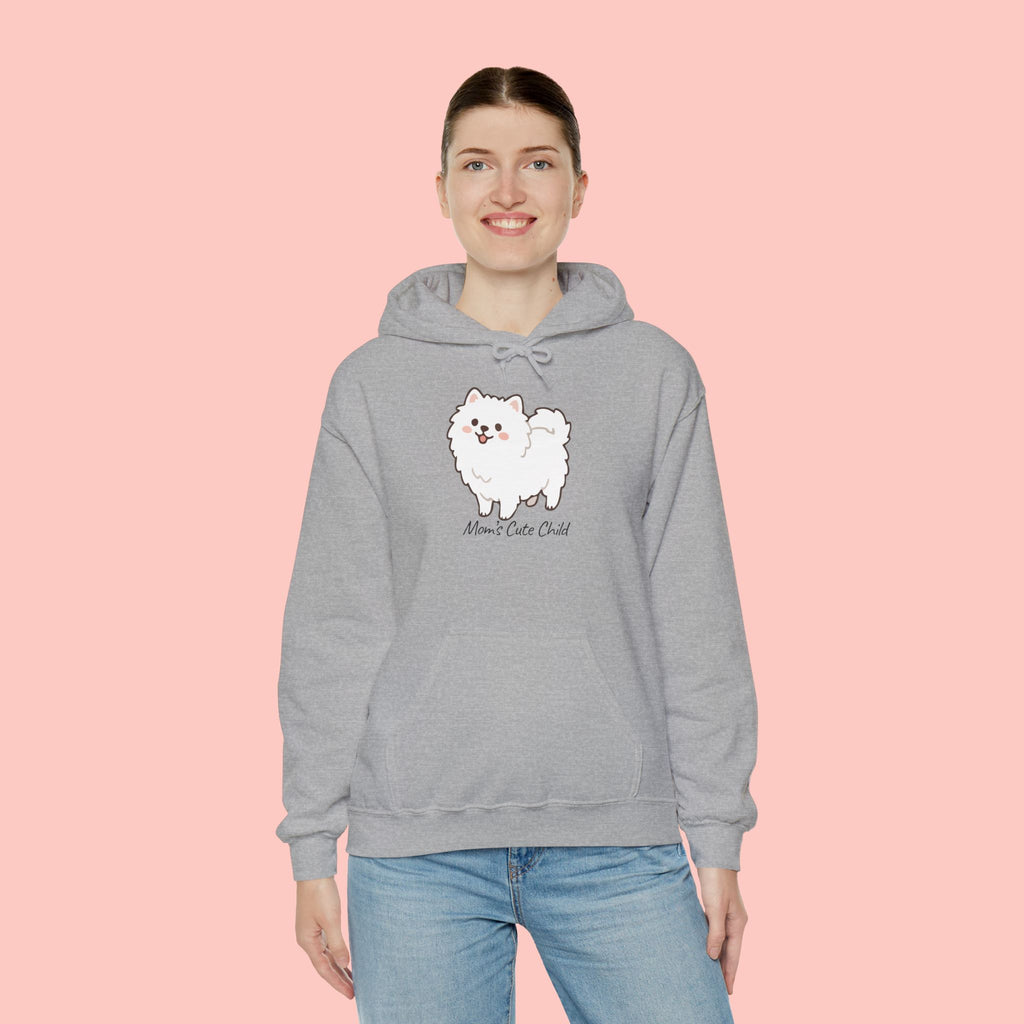 Pomeranian 'Mom's Little Child' Hoodie – Cute White Dog Graphic Pullover