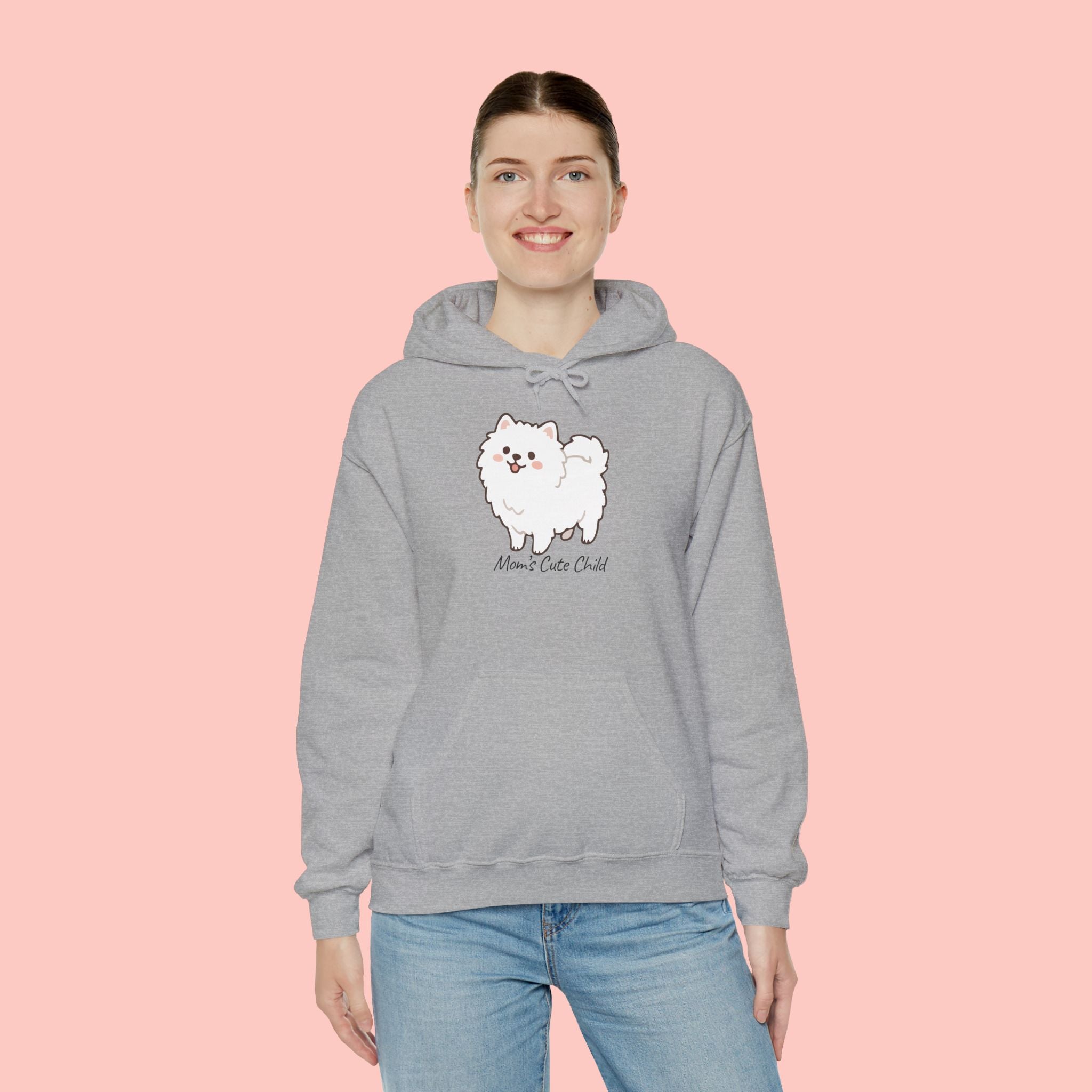 Pomeranian 'Mom's Little Child' Hoodie – Cute White Dog Graphic Pullover