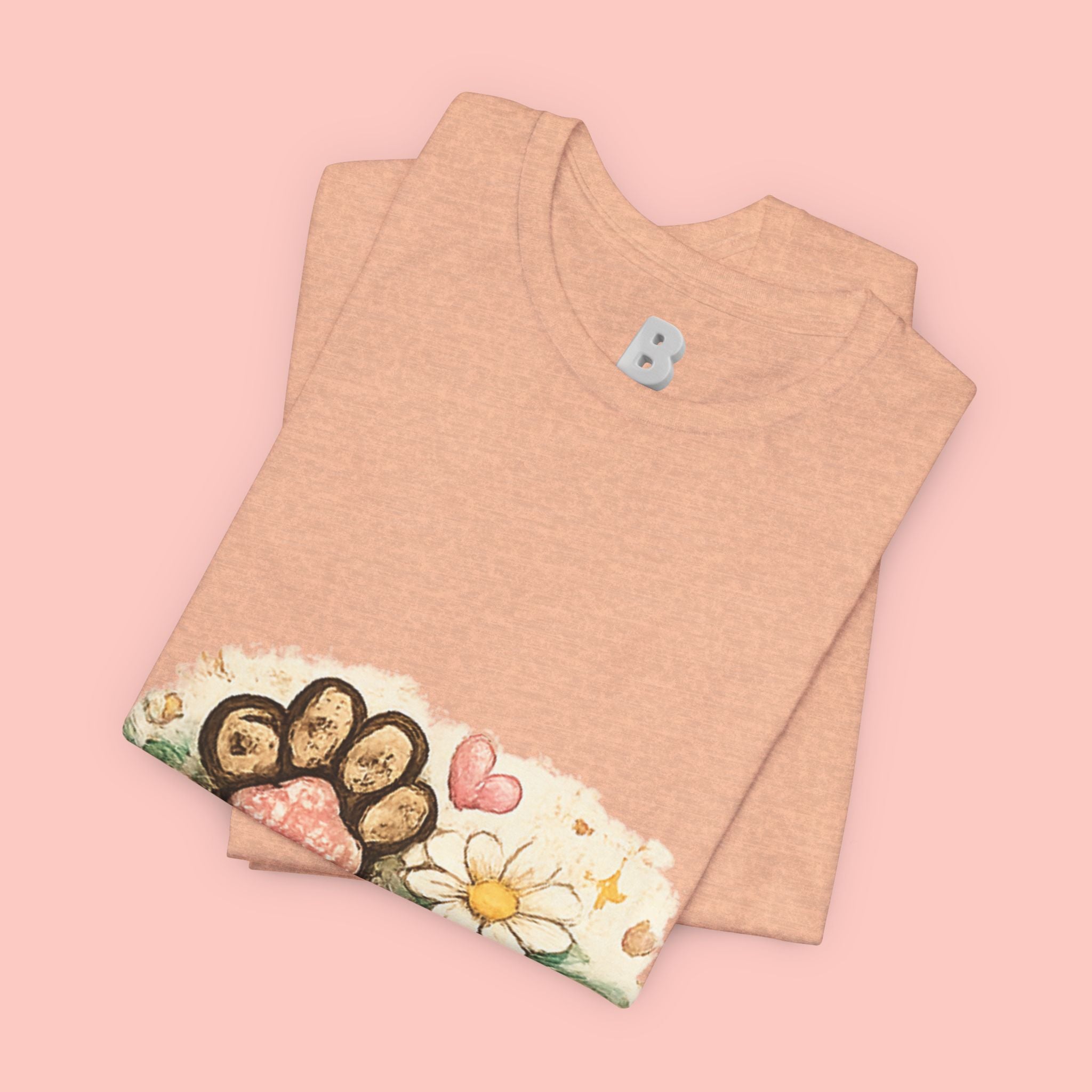 Dog Paw Floral T-Shirt — Cute Paw Print, Bone & Daisies Tee