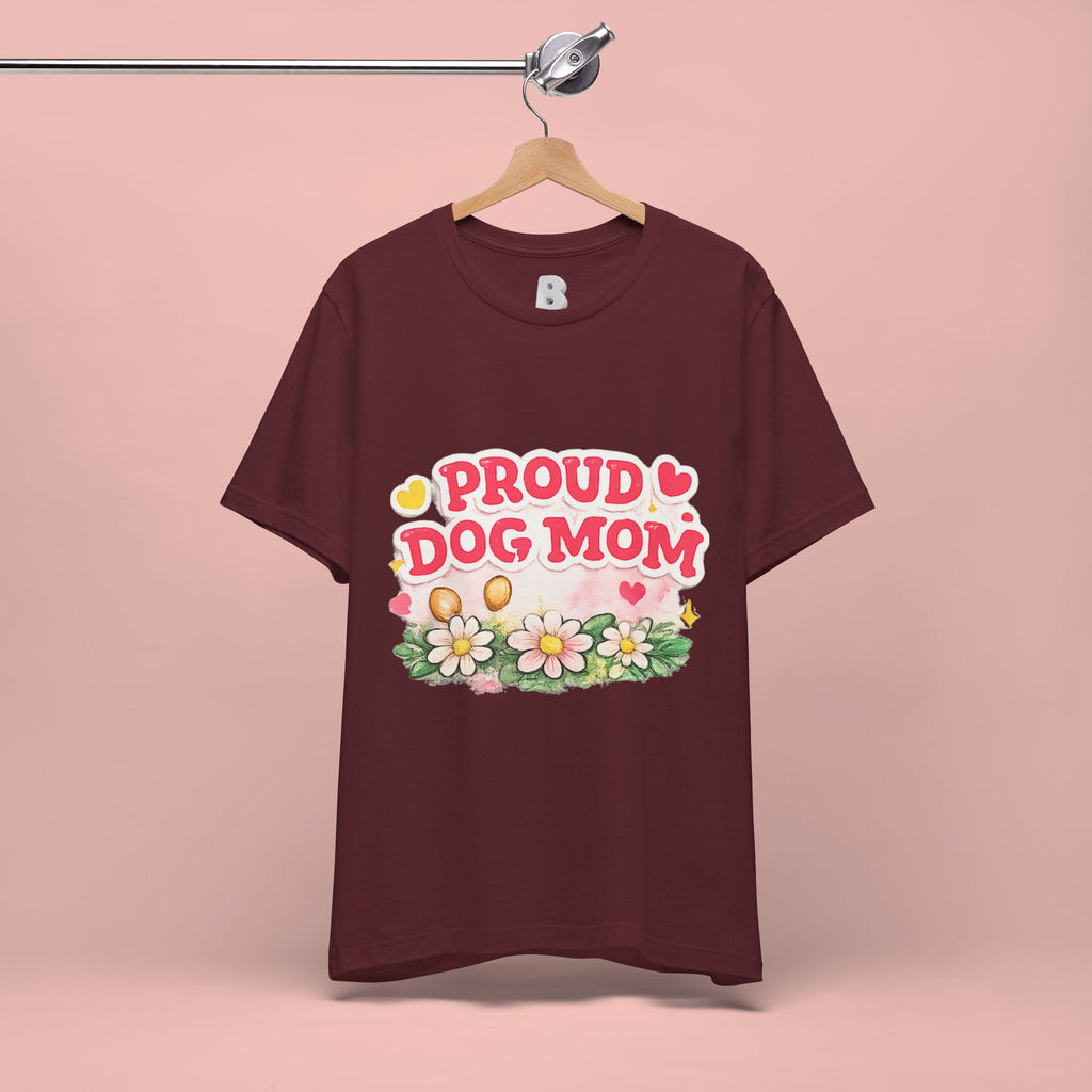 Proud Dog Mom Tee – Floral Retro Heart Design