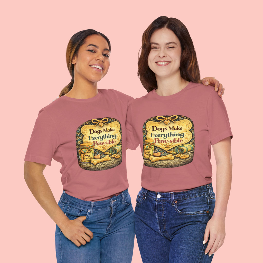 Dog Lover T‑Shirt – "Dogs Make Everything Paw‑sible" Vintage Pet Rescue Tee
