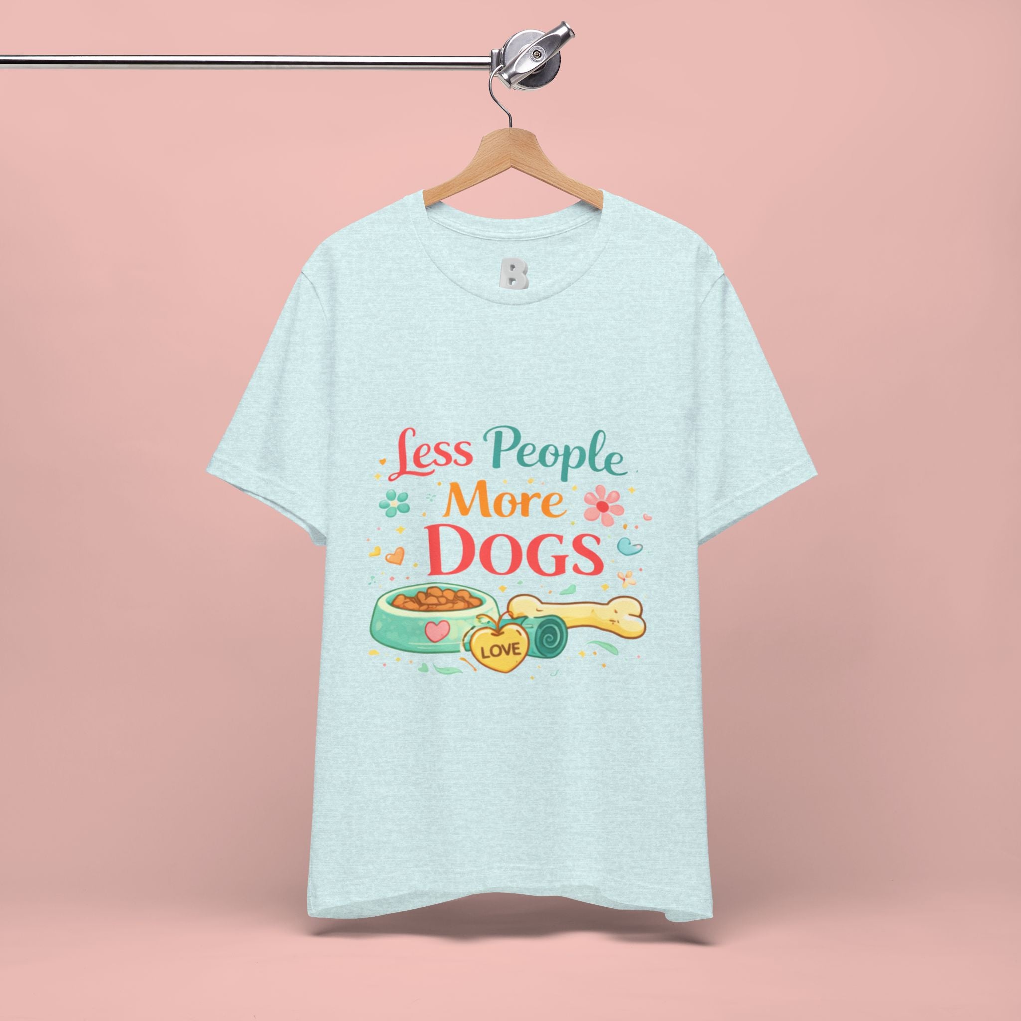 Less People More Dogs T-Shirt – Cute Dog Bowl & Bone Graphic Tee