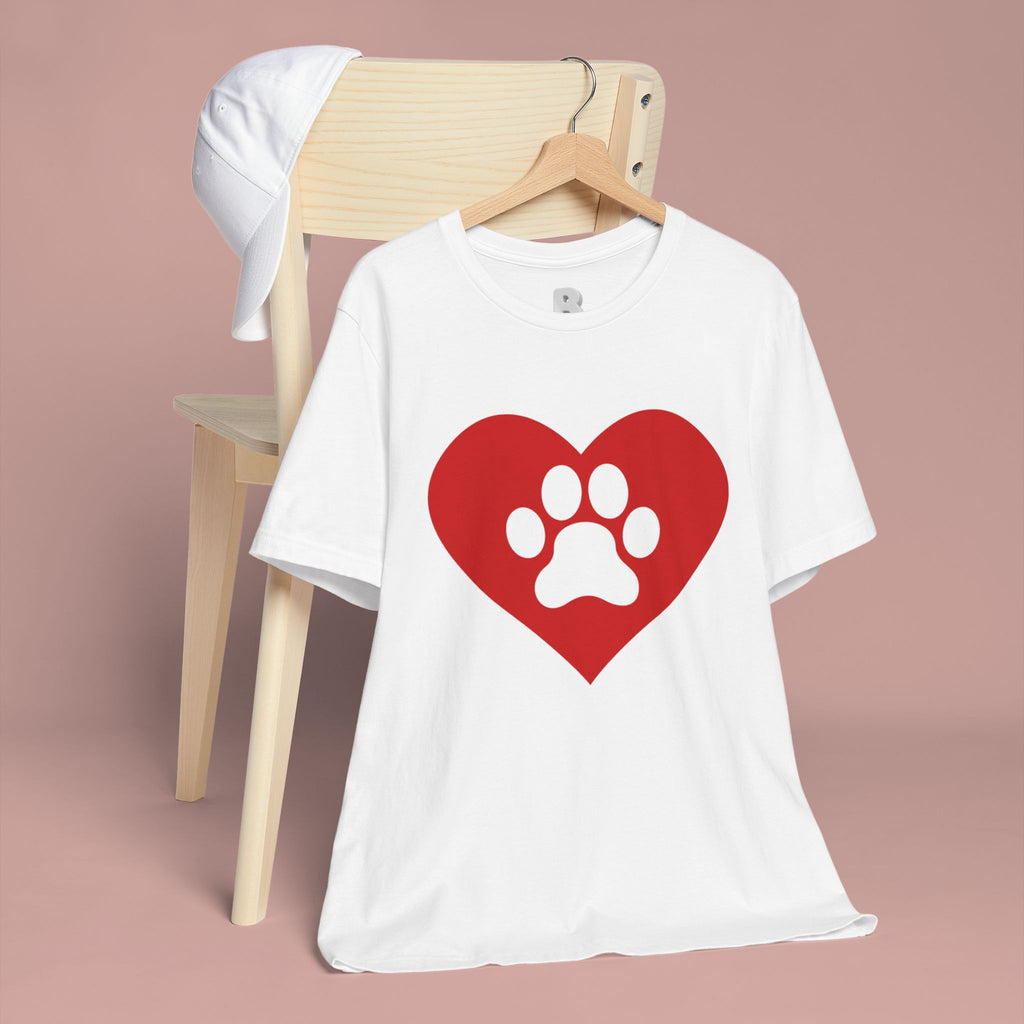 Pet Lover T-Shirt — Red Heart Paw Print Tee