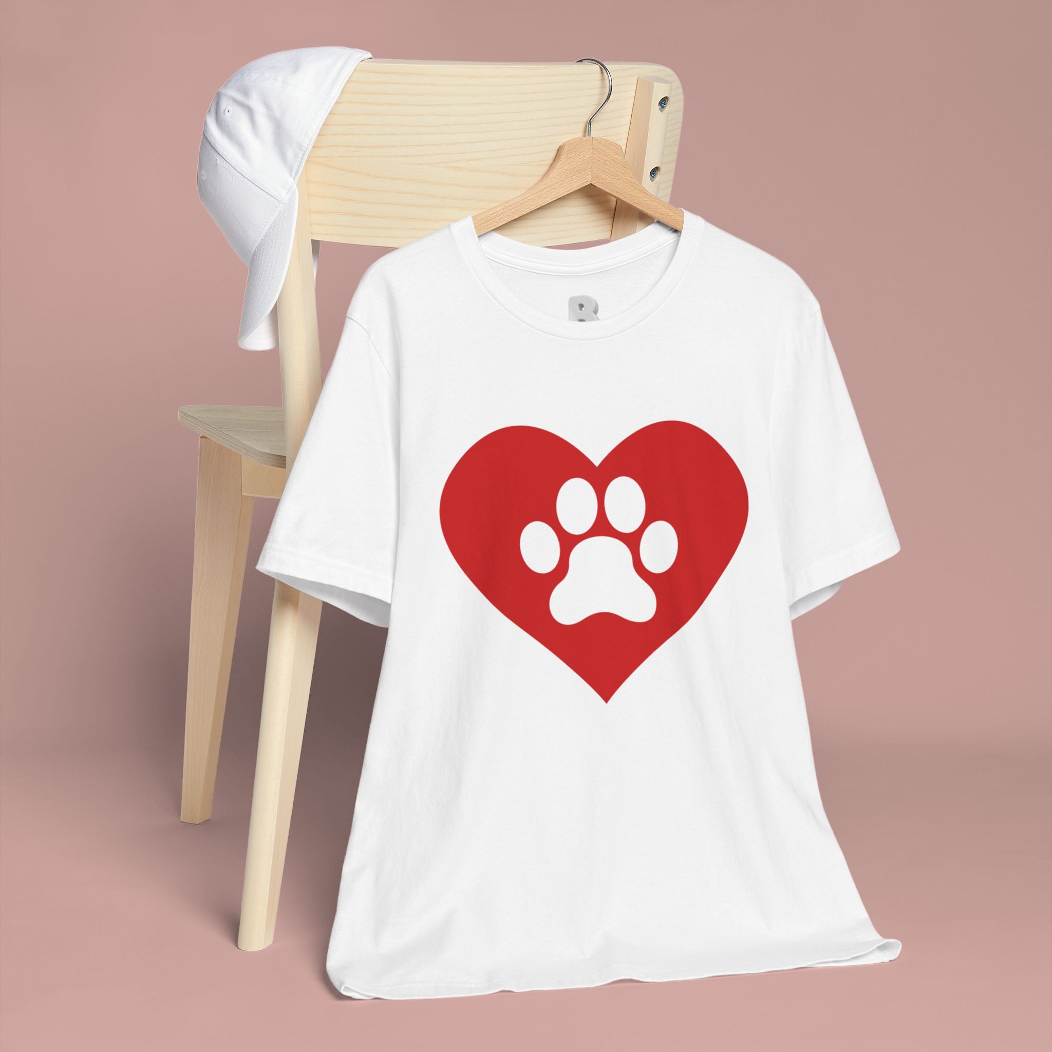Pet Lover T-Shirt — Red Heart Paw Print Tee