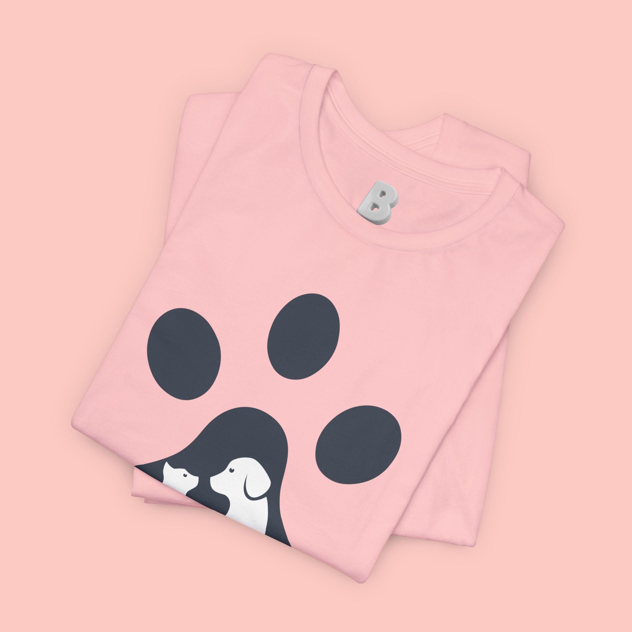 Dog Mom T‑Shirt — Paw Print with Dog & Puppy Graphic