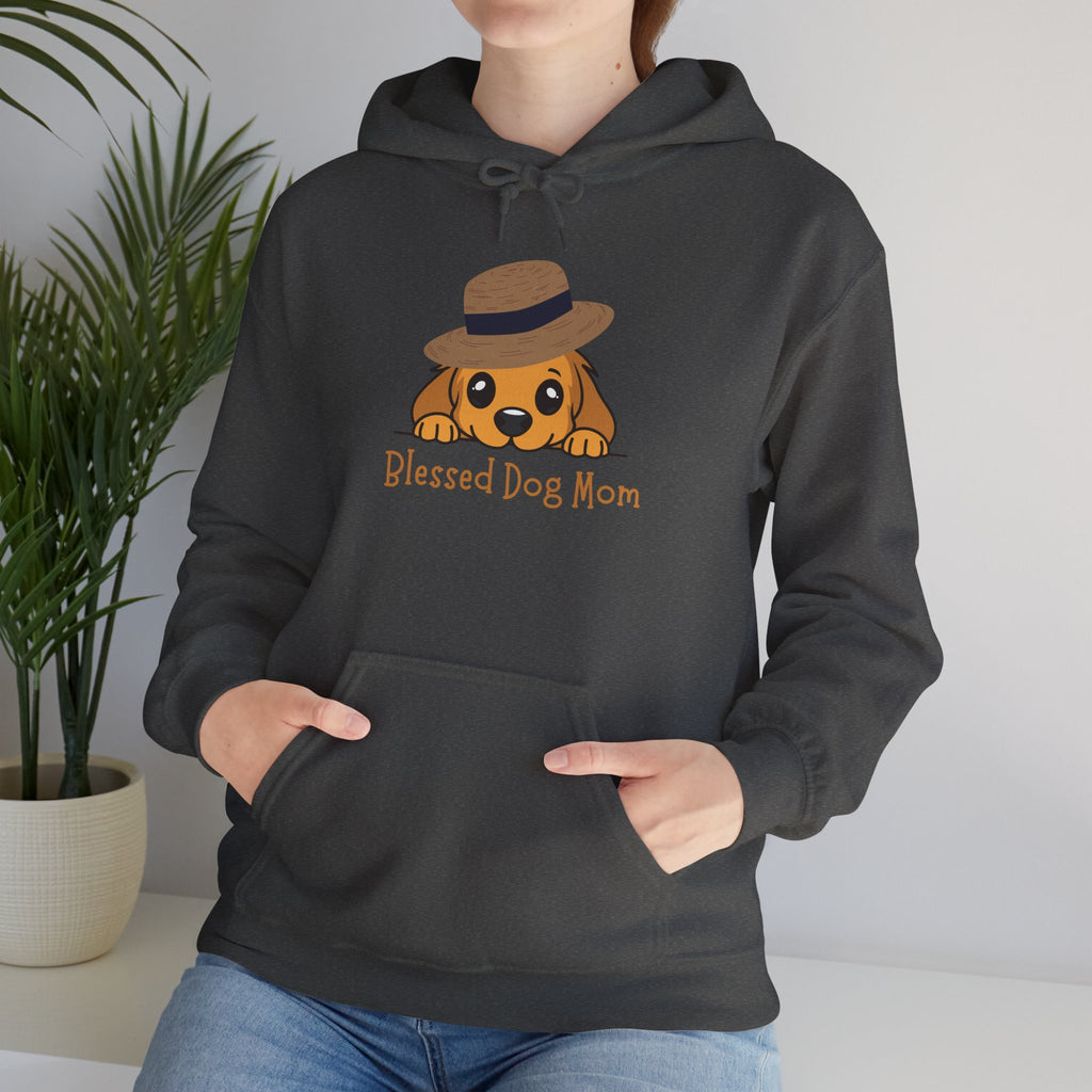 Dog Mom Hoodie - "Blessed Dog Mom" Cute Puppy Hat Sweatshirt