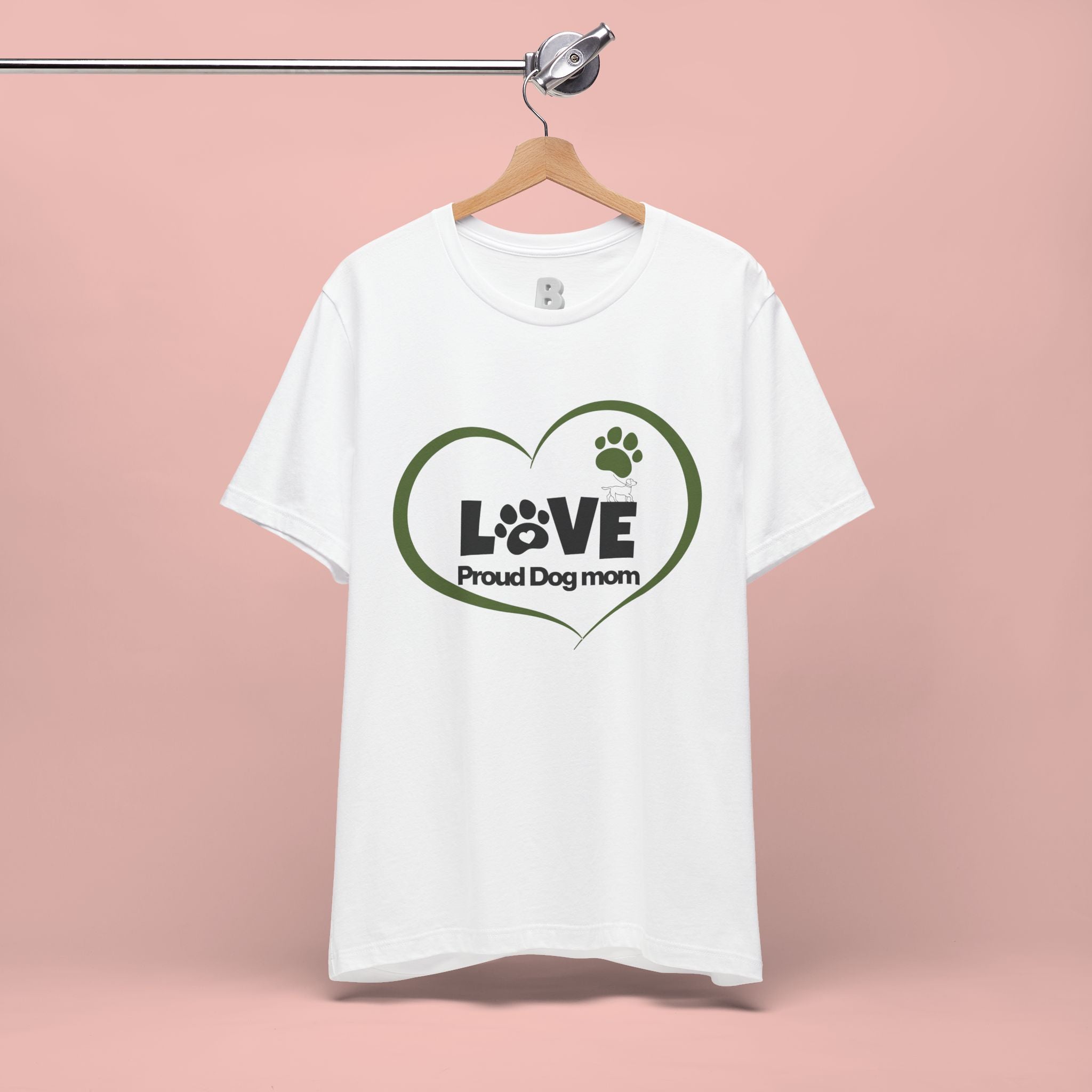 Dog Mom Love T-Shirt — "LOVE Proud Dog Mom" Heart Paw Tee