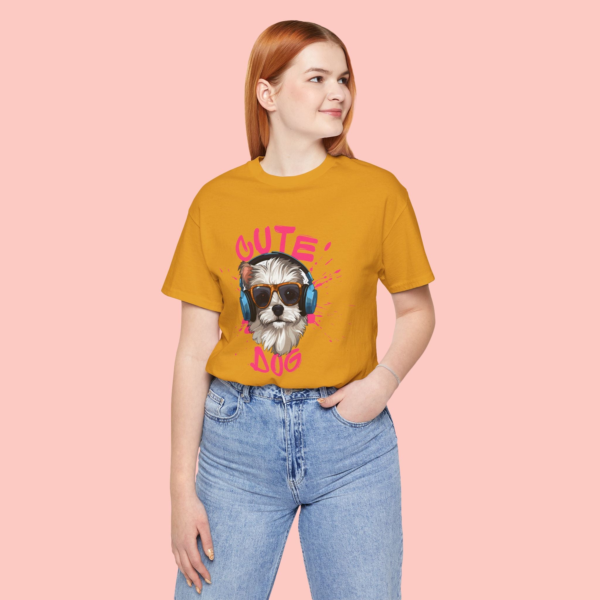 Cute Dog Tee — Headphones Puppy Graphic T-Shirt