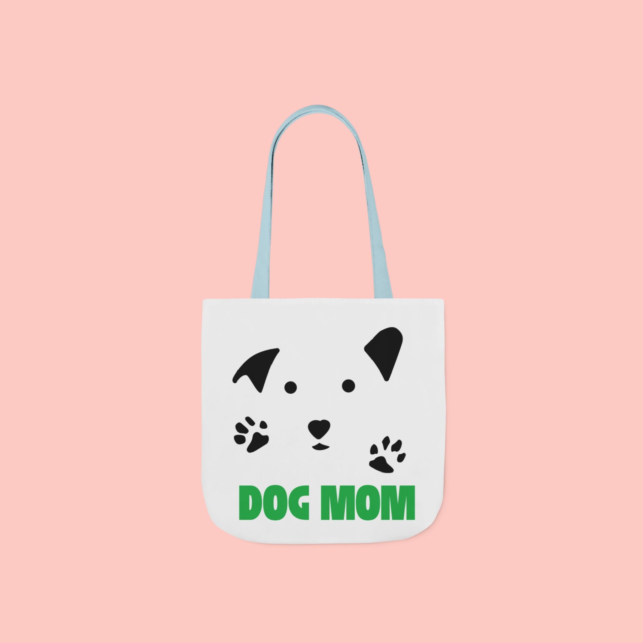 Dog Mom Canvas Tote Bag — Cute Paw Print Dog Face Tote for Pet Lovers