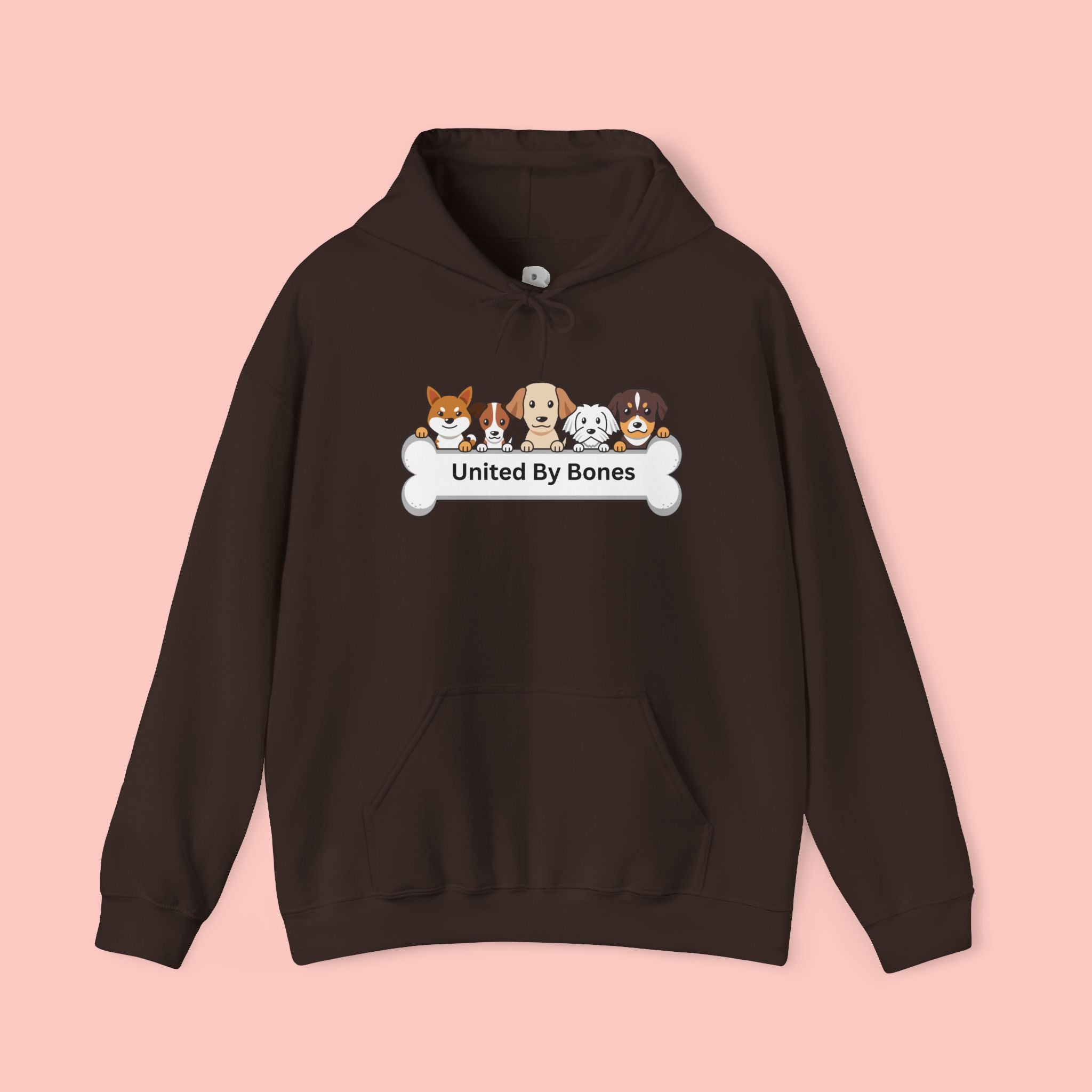 United By Bones Hoodie — Cute Cartoon Dogs Paw Bone Graphic Sweatshirt