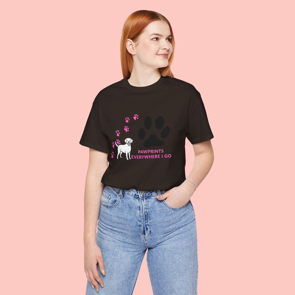 Dog Pawprint T-Shirt — "Pawprints Everywhere I Go" Cute Pet Lover Tee