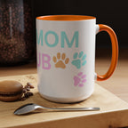 Dog Mom Club Accent Coffee Mug – Colorful Paw Print 11/15oz