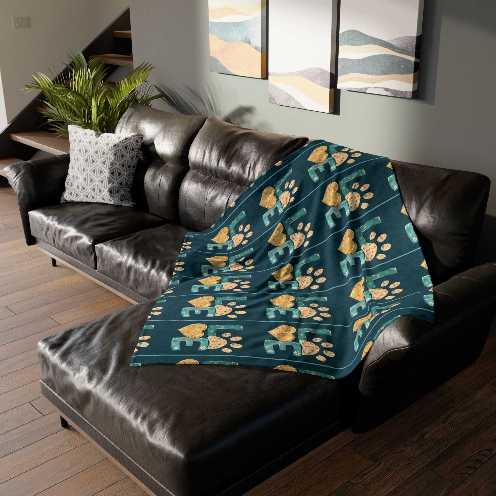 Pet Paw Love Blanket — Cozy Soft Polyester Throw for Dog & Cat Lovers