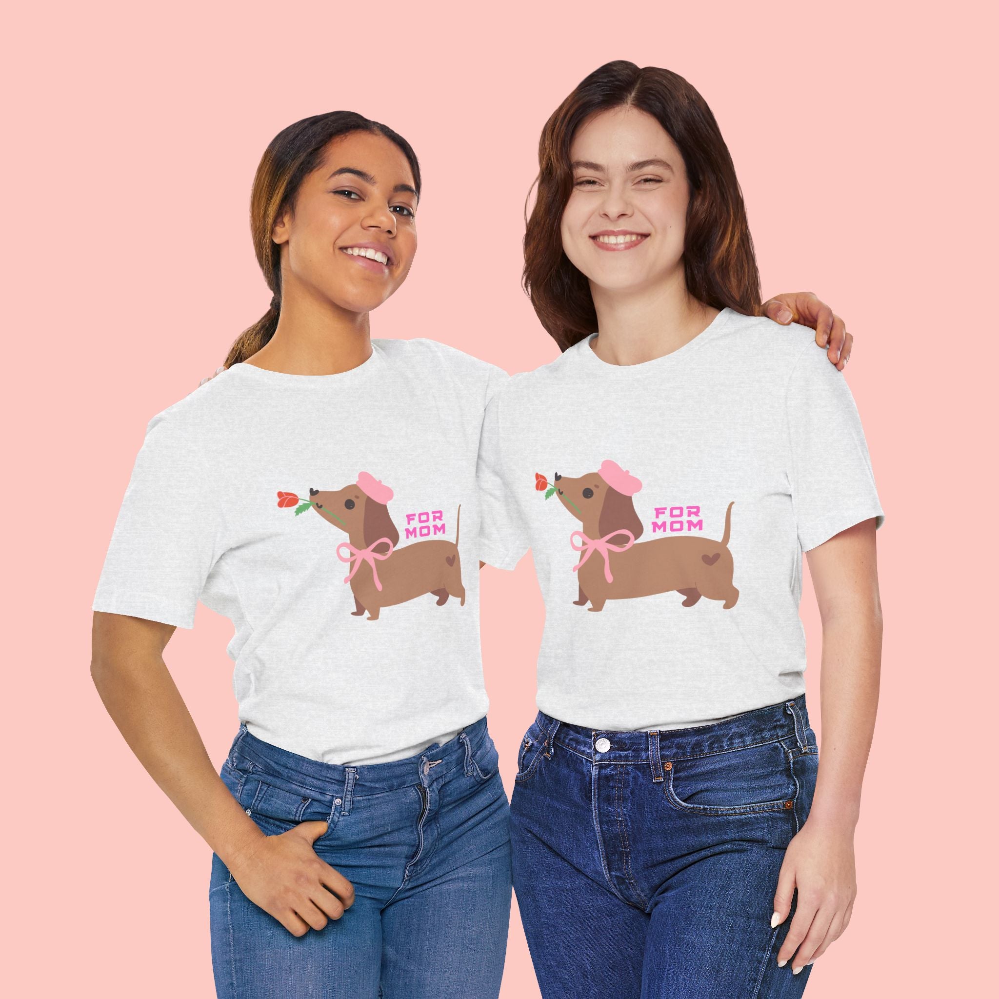 Mommy’s Dachshund Tee – Cute Dog with Rose “For Mom” Shirt