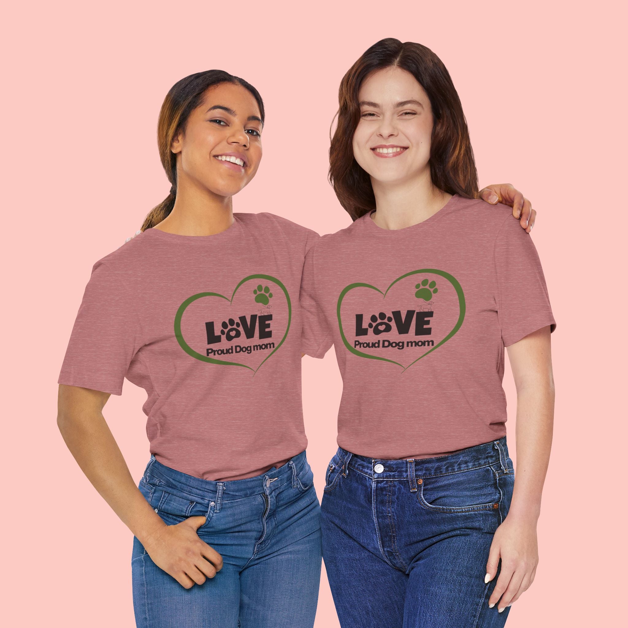 Dog Mom Love T-Shirt — "LOVE Proud Dog Mom" Heart Paw Tee