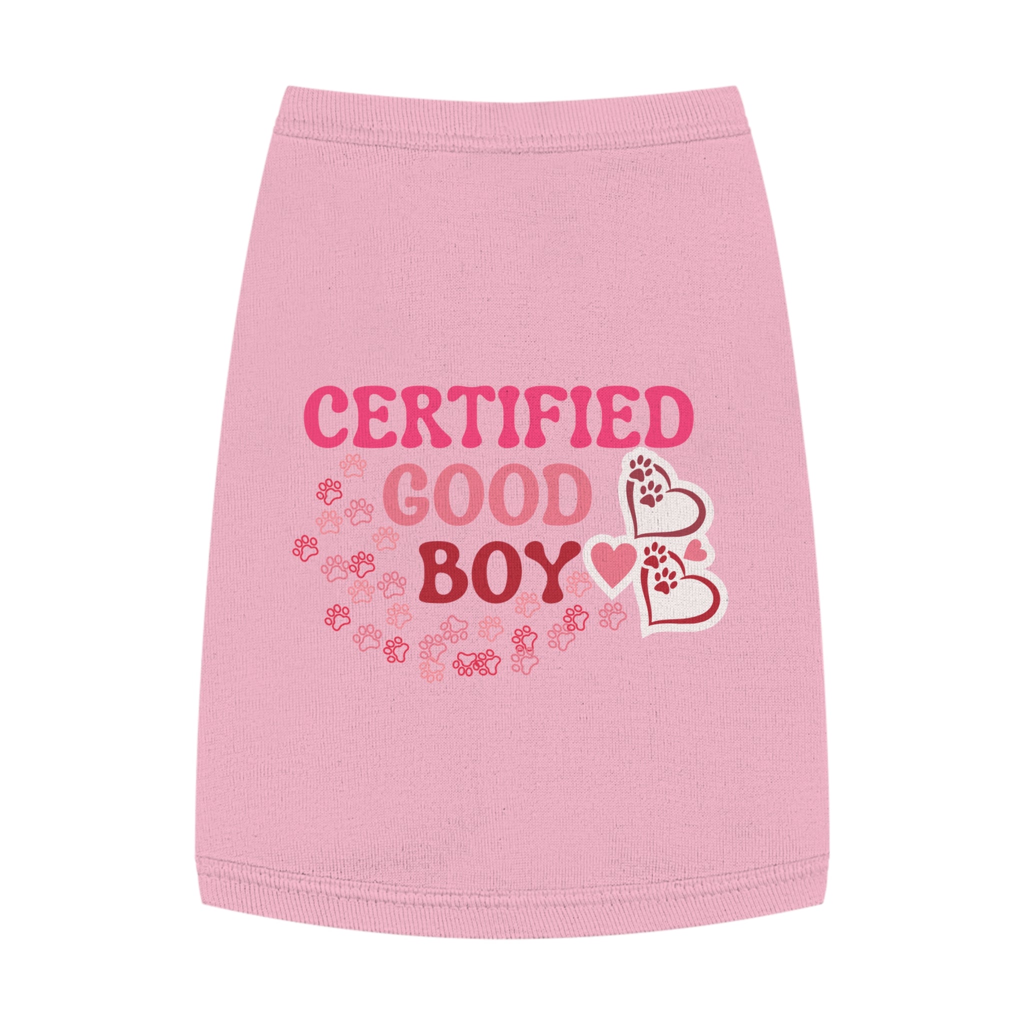 Certified Good Boy Pet Tank Top - Cute Paw & Heart Dog Tee