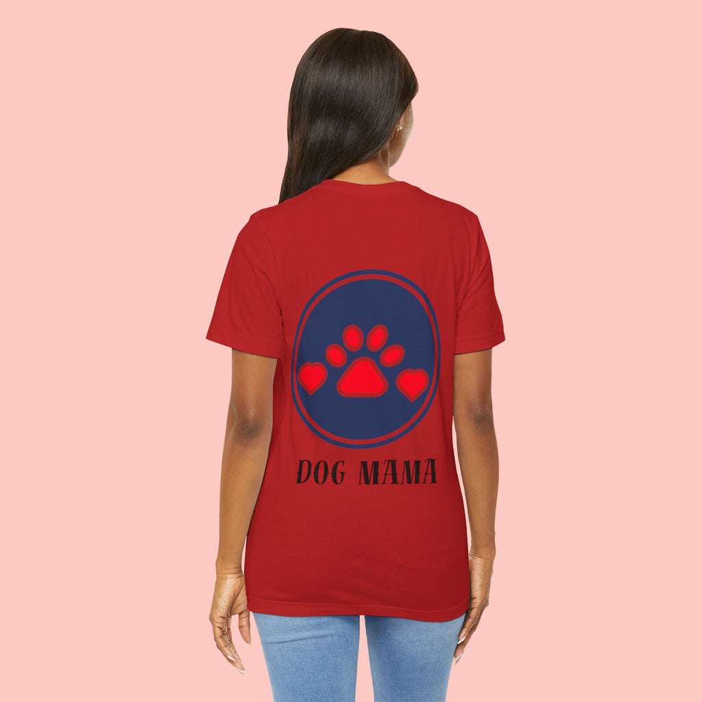 Dog Mama Tee - Paw Print Heart Graphic Short Sleeve Shirt