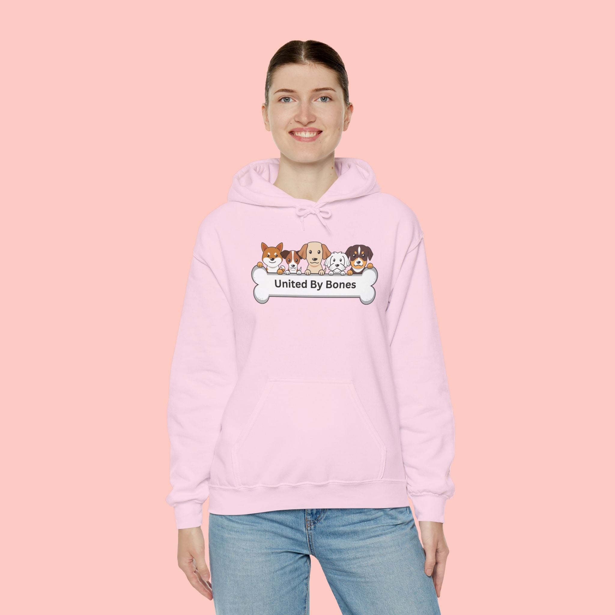 United By Bones Hoodie — Cute Cartoon Dogs Paw Bone Graphic Sweatshirt
