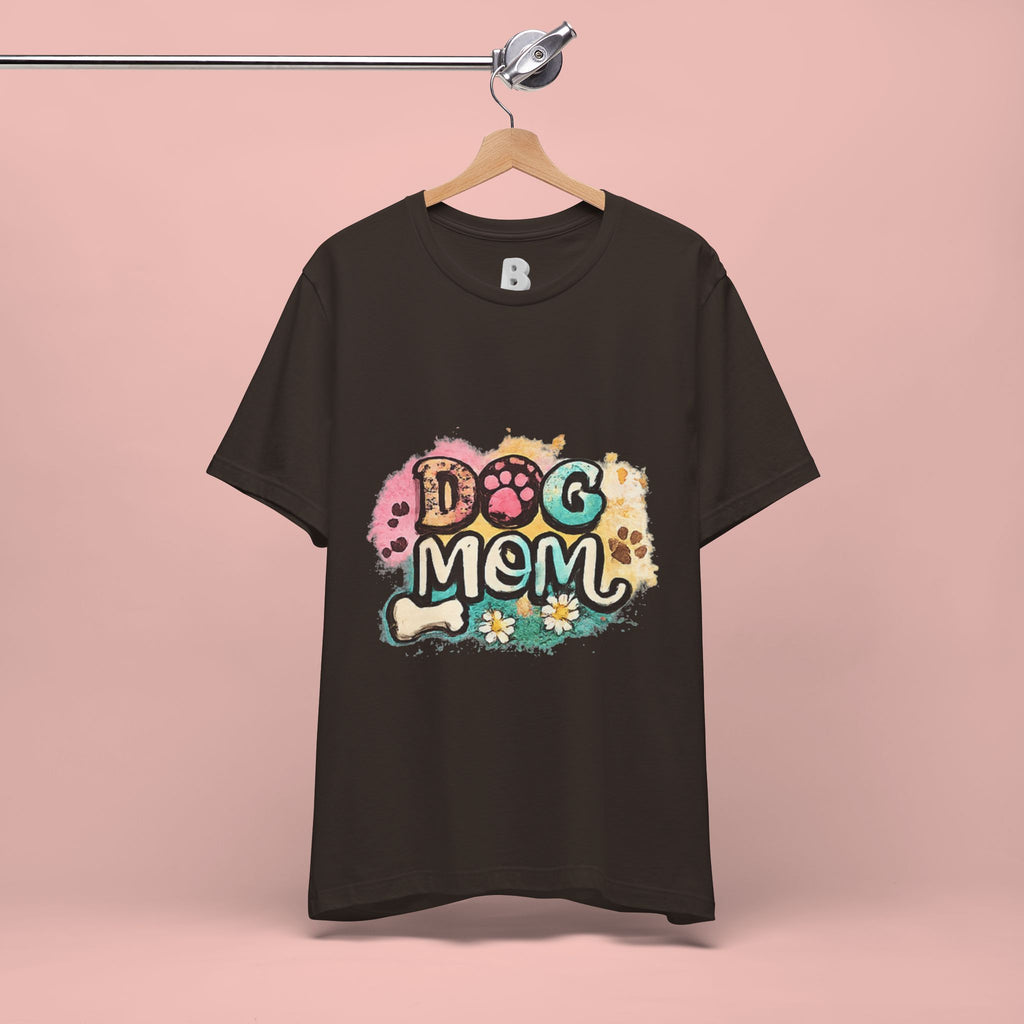 Dog Mom T-Shirt — Colorful Paw Print Graphic Tee for Pet Lovers