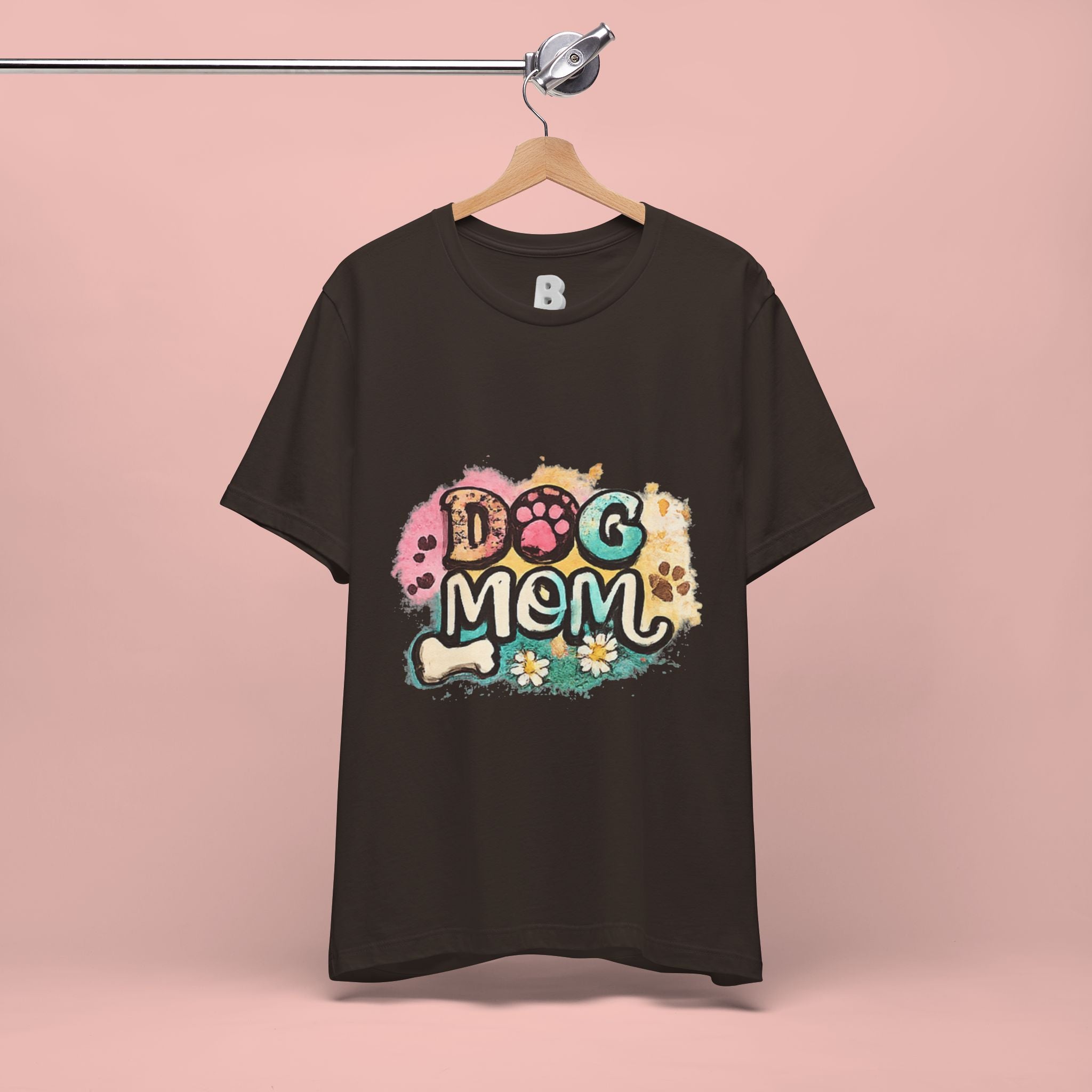 Dog Mom T-Shirt — Colorful Paw Print Graphic Tee for Pet Lovers