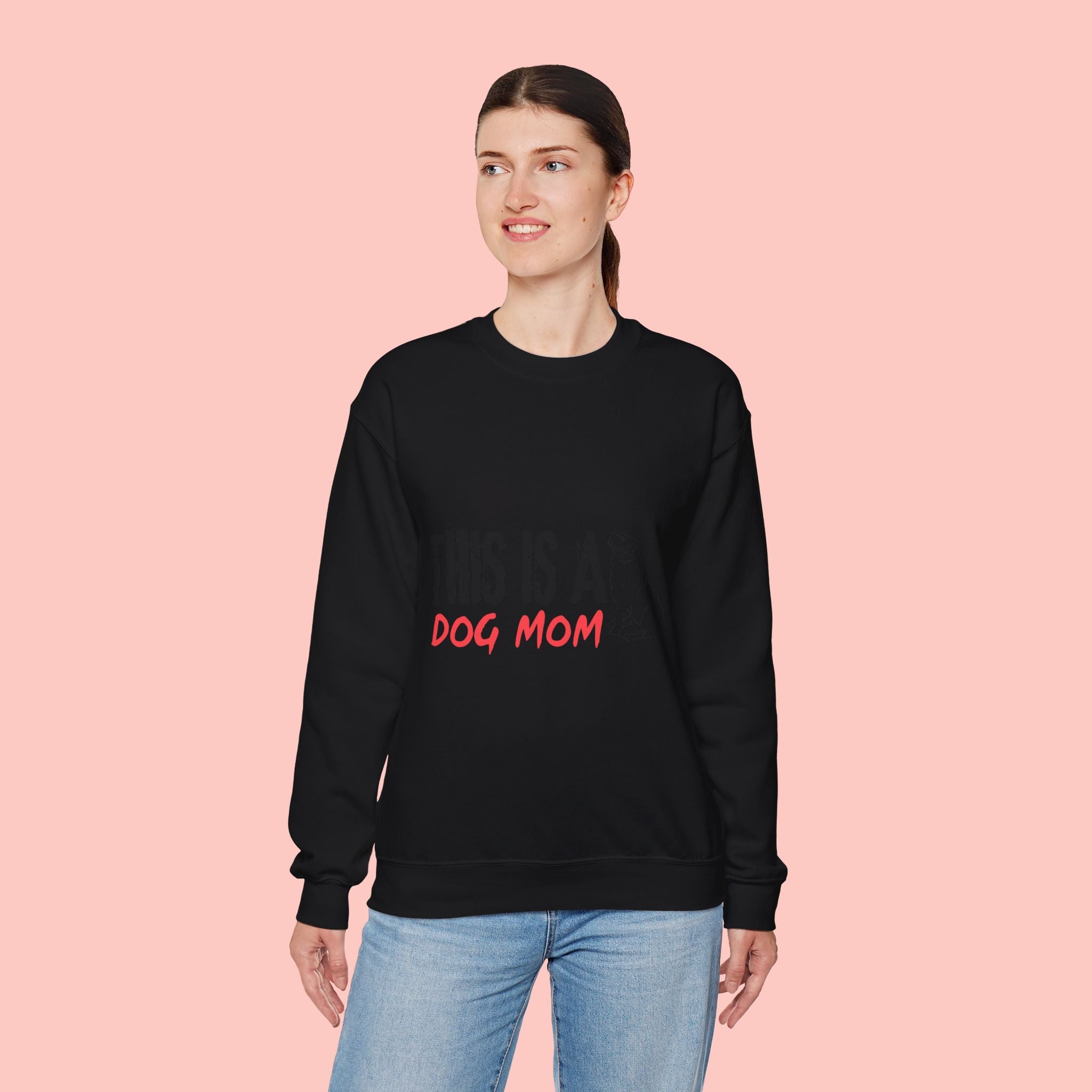 Dog Mom Crewneck Sweatshirt — "This Is A Dog Mom" Cozy Pullover