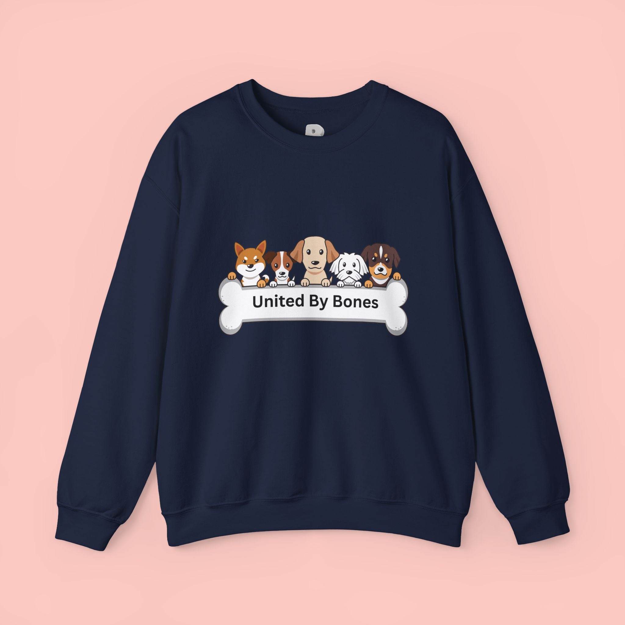 Dog Crewneck Sweatshirt — "United By Bones" Cute Puppy Graphic