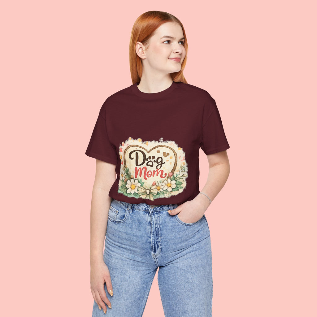 Dog Mom T-Shirt – Floral Paw Heart Graphic Tee
