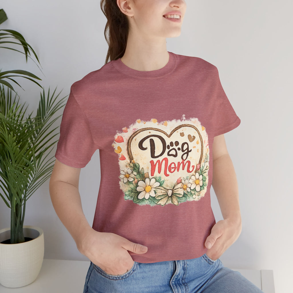 Dog Mom T-Shirt – Floral Heart Paw Design