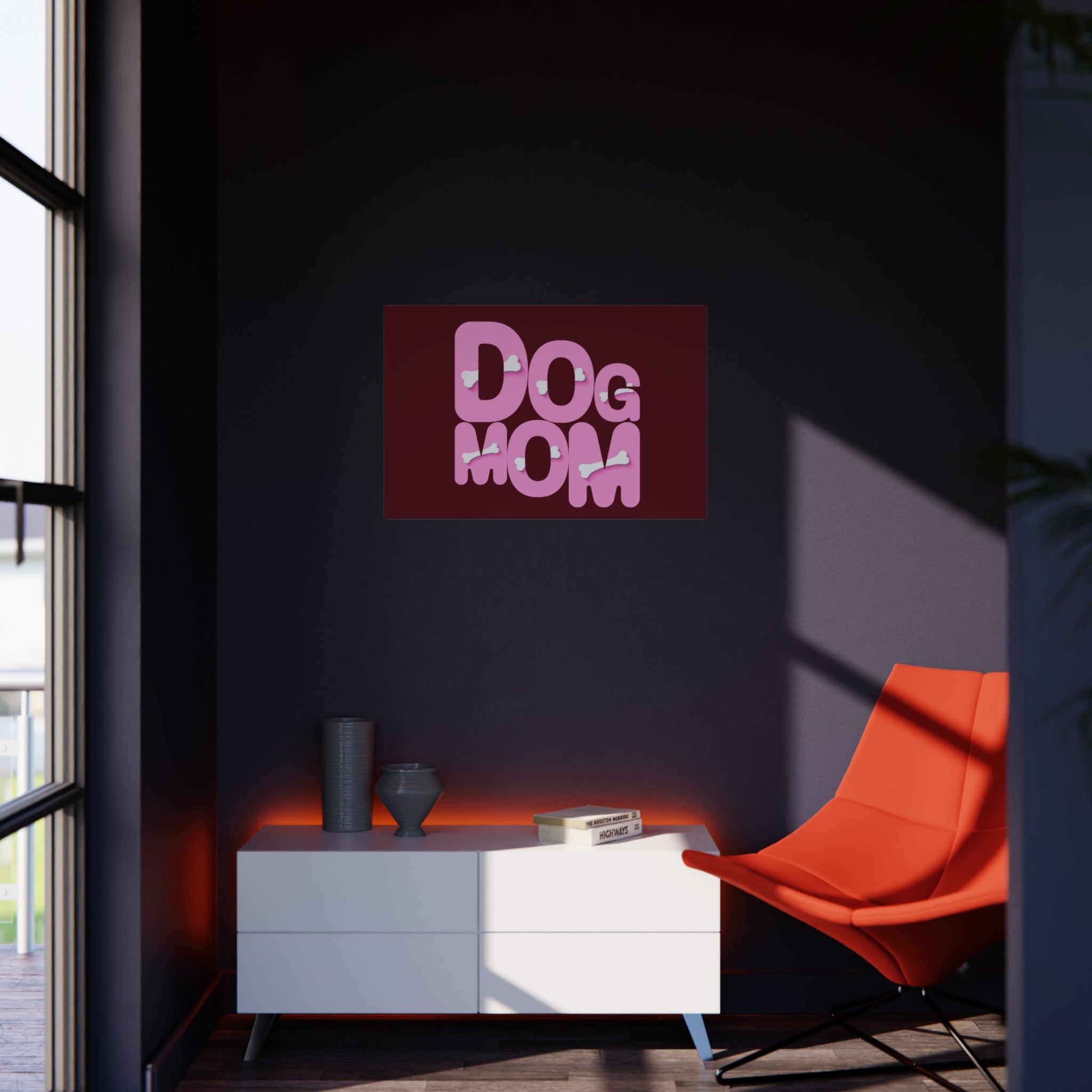 Dog Mom Foam Board Sign — Pink Bold Typography with Bone Accents