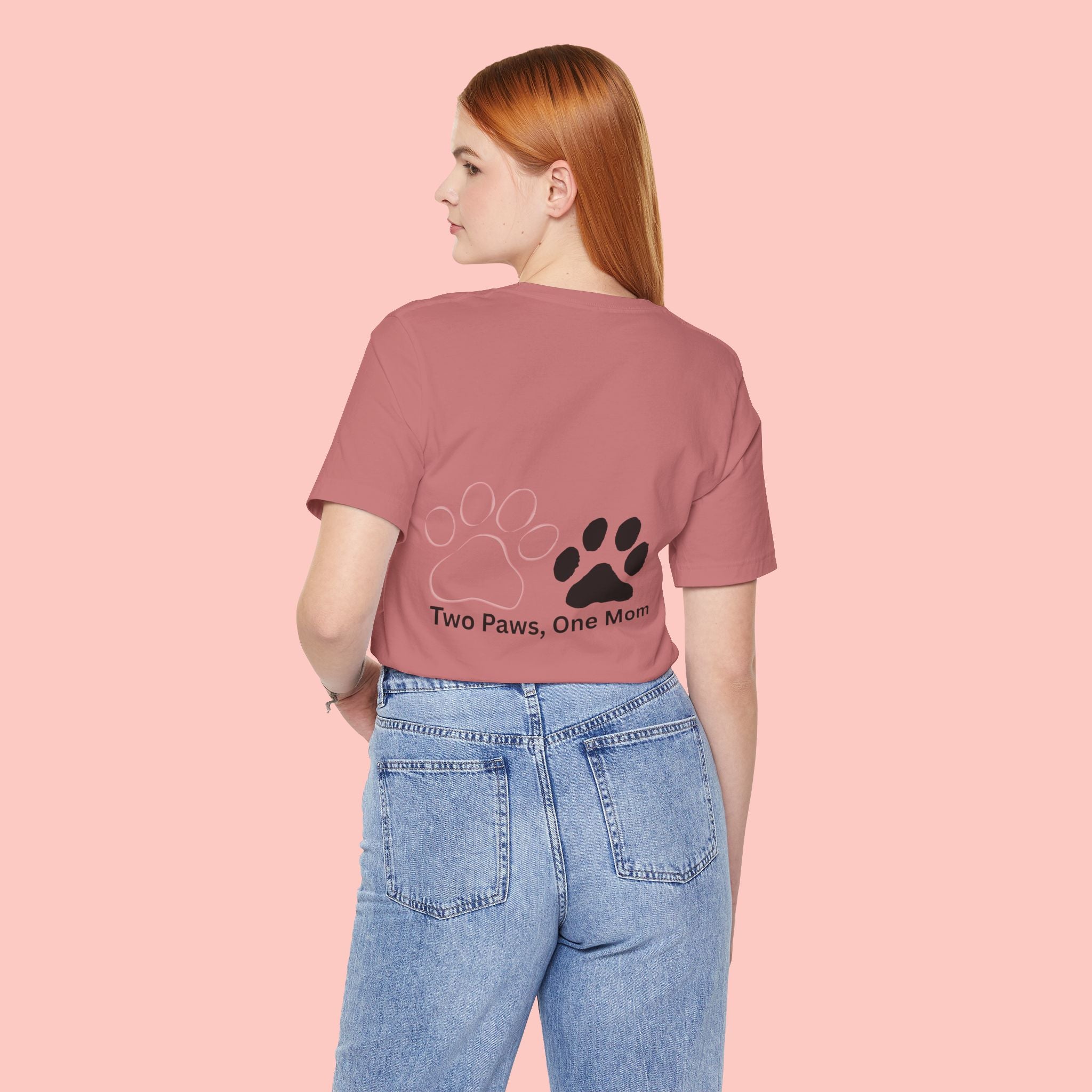 T-Shirt — “Two Paws, One Mom” Paw Print Mom Tee