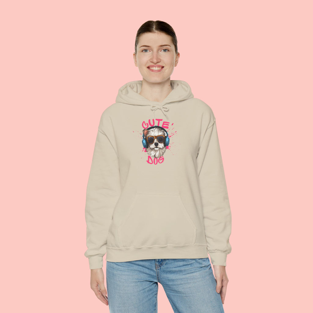 Cute Dog Hoodie with Headphones – 'Cute Dog' Graphic Pet Lover Sweatshirt