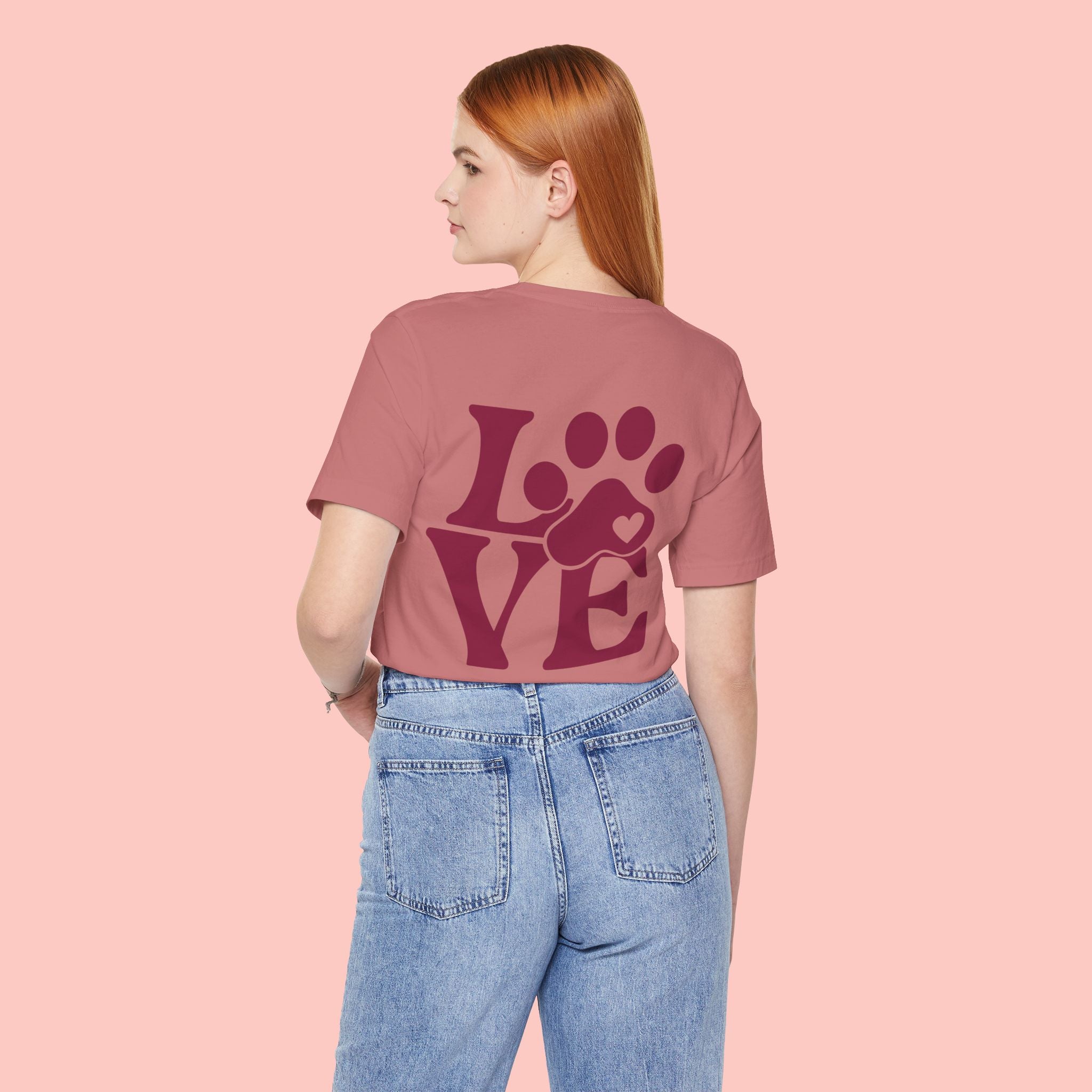 Dog Paw "LOVE" Tee - Pet Lover Graphic T-Shirt