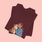 Dog Mom T‑Shirt — Cute Woman Hugging Dog Graphic Tee