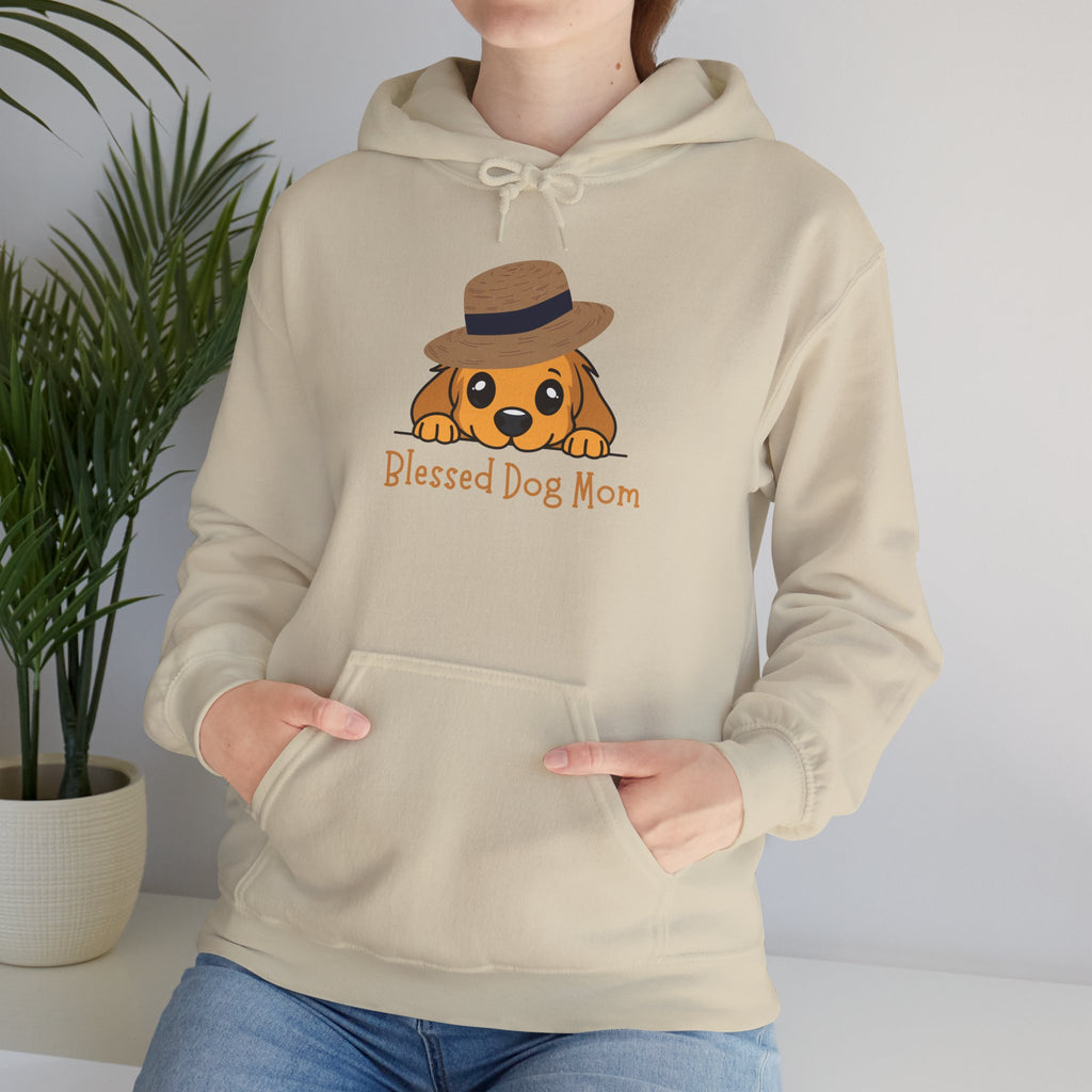 Dog Mom Hoodie - "Blessed Dog Mom" Cute Puppy Hat Sweatshirt