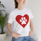 Pet Lover T-Shirt — Red Heart Paw Print Tee