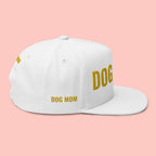 Dog Mom Flat Bill Cap — Embroidered Gold Sparkle