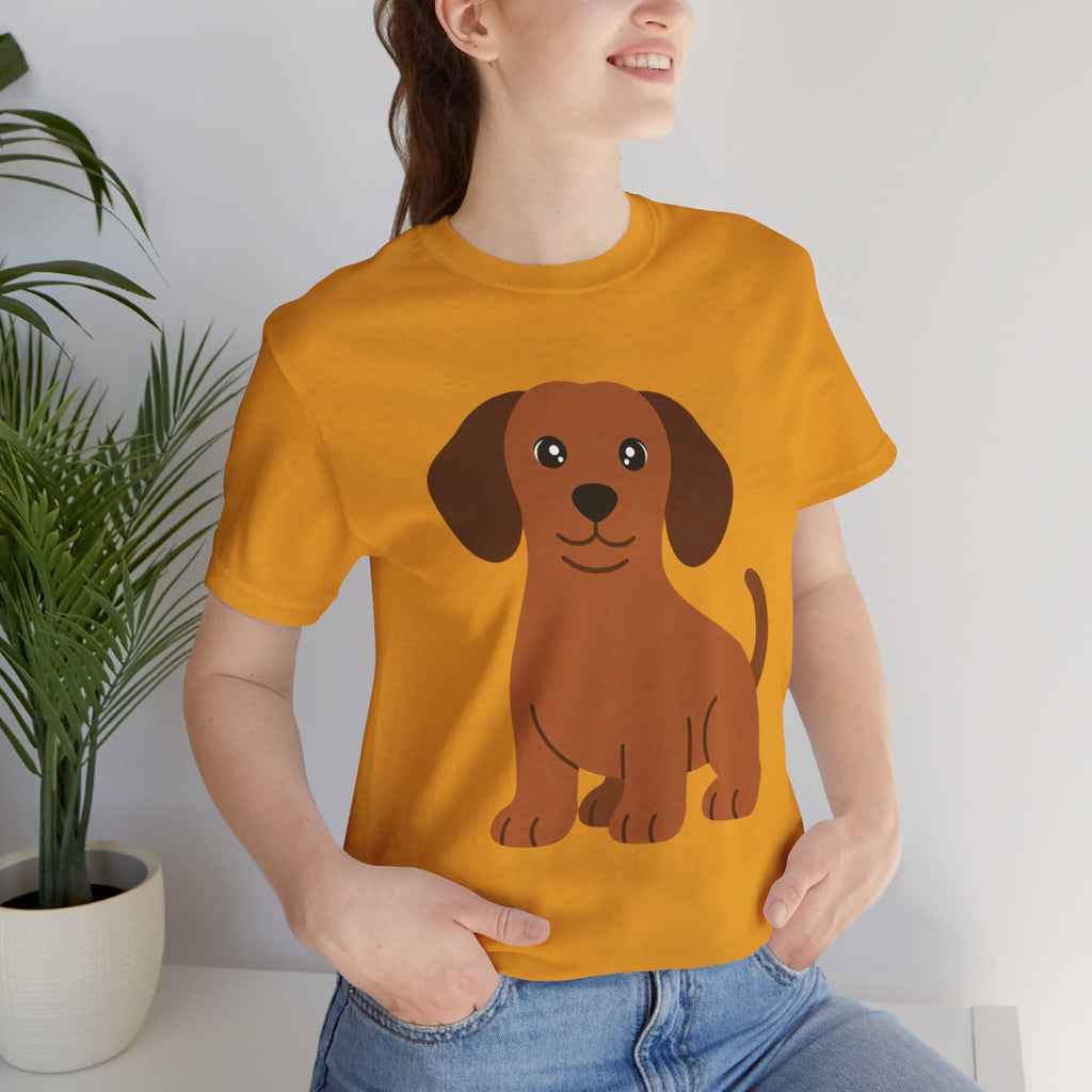 Dachshund Puppy Graphic T-Shirt — Cute Brown Dog Tee