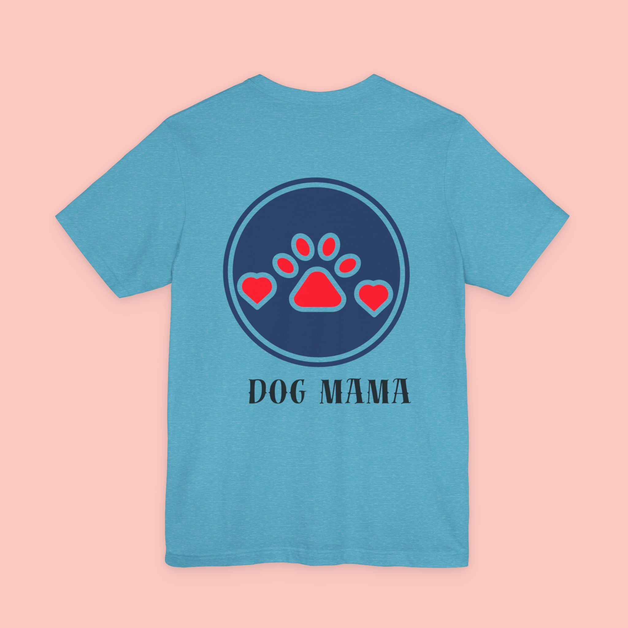 Dog Mama Tee - Paw Print Heart Graphic Short Sleeve Shirt