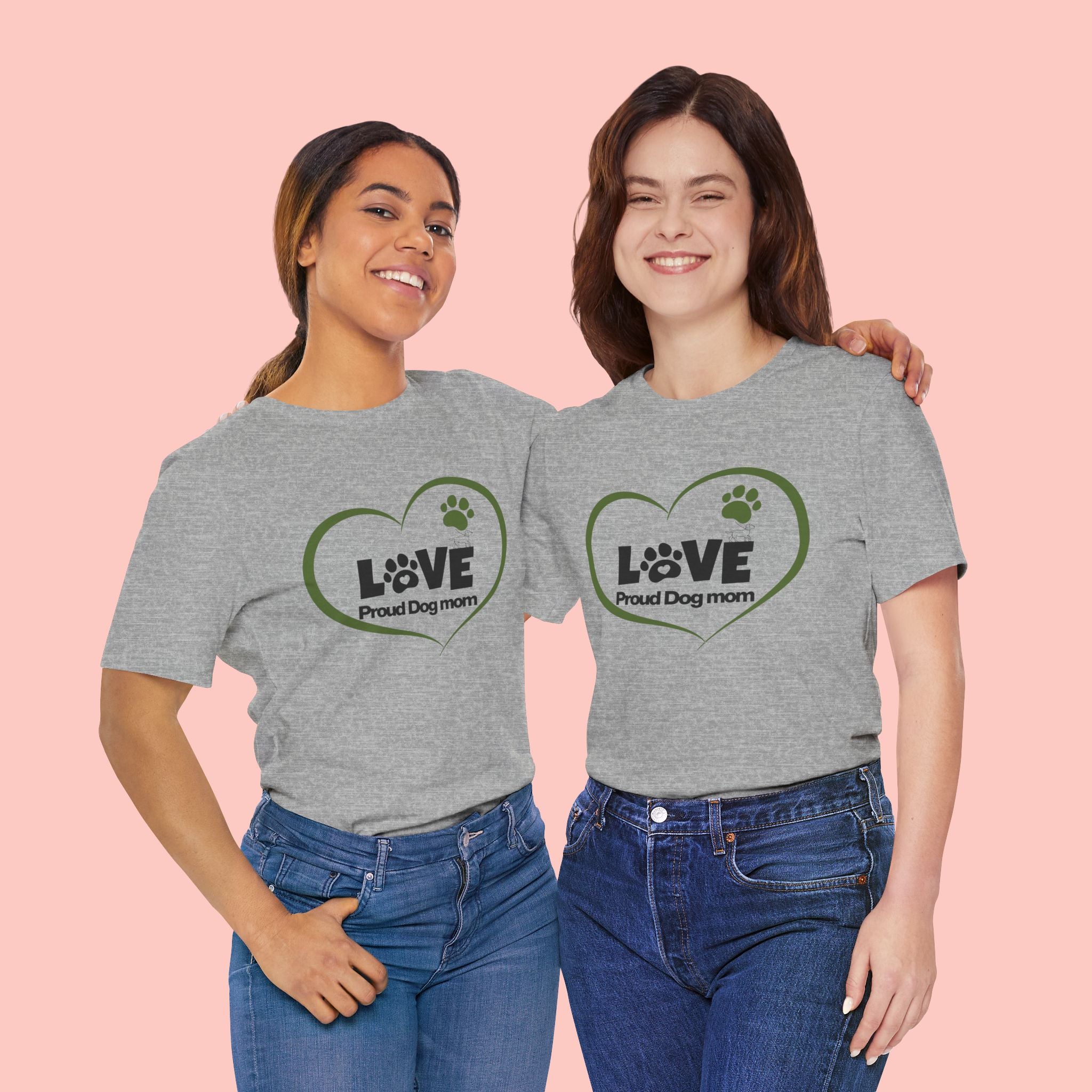 Dog Mom Love T-Shirt — "LOVE Proud Dog Mom" Heart Paw Tee