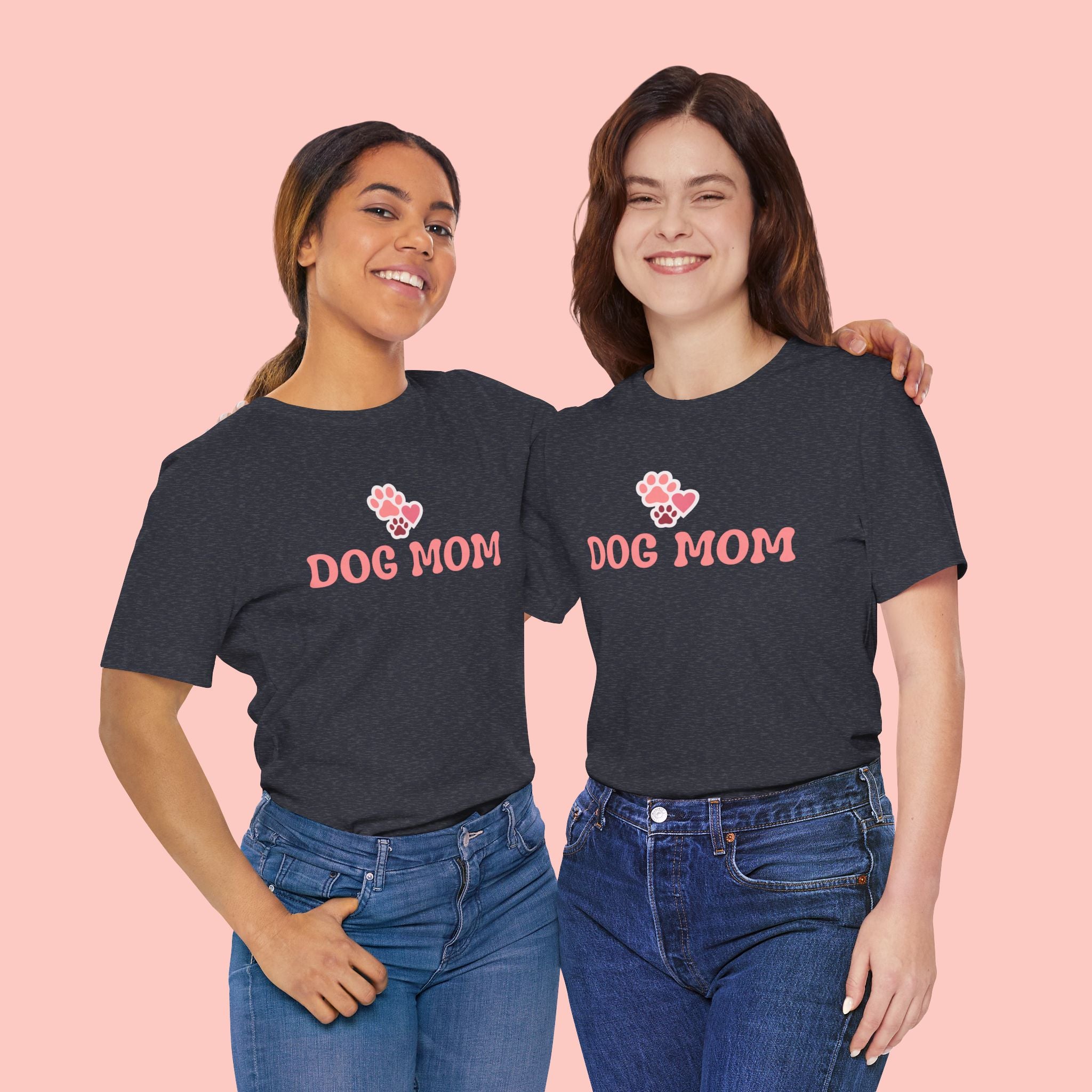 Dog Mom T-Shirt — Pink Paw Graphic Tee for Dog Lovers
