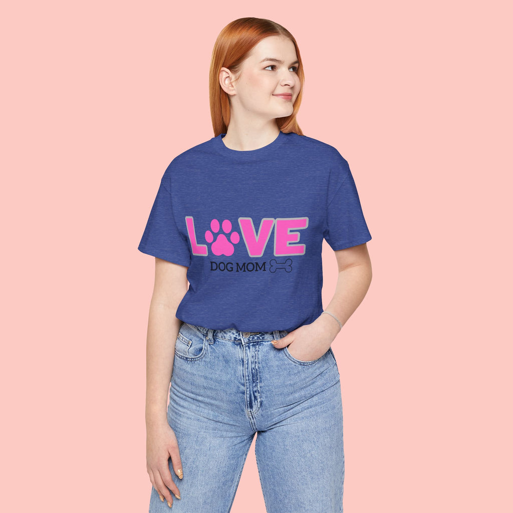 Love Dog Mom T-Shirt — Pink Paw Graphic Tee