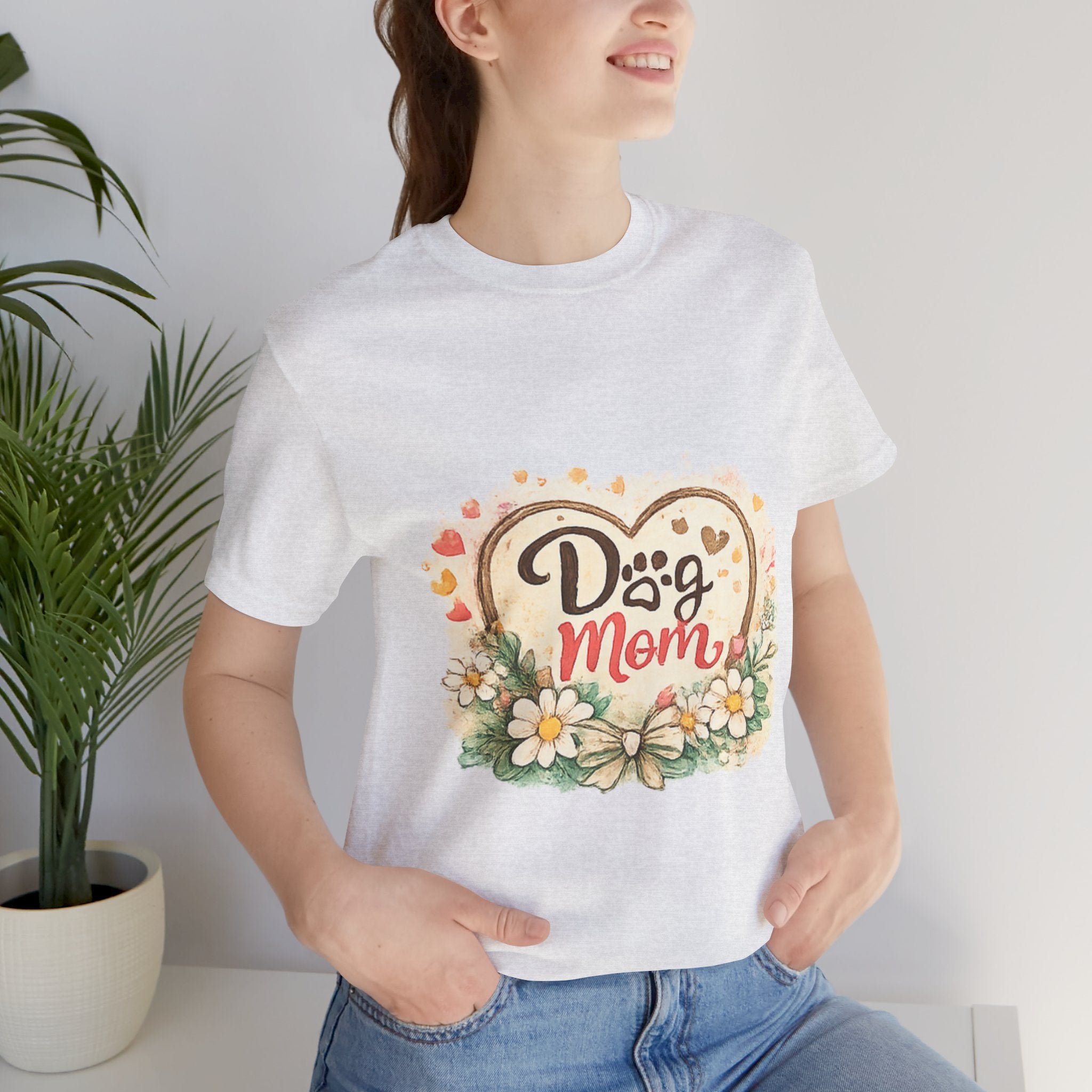 Dog Mom T-Shirt – Floral Paw Heart Graphic Tee