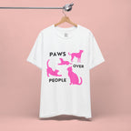 Paws Over People Tee — Pink Cats & Dogs Graphic T-Shirt